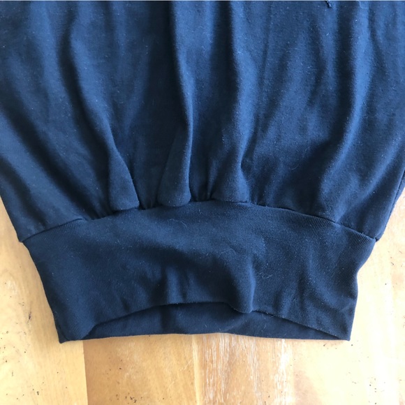 Vintage 80s Black Sweatshirt Batwing Beaded Sequins Flower Appliqué Decorative - Picture 6 of 14